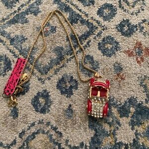 Betsey Johnson Red and Gold Car Necklace